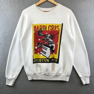 Vintage Mardi Gras Galveston 1989 Sweatshirt Crewneck Graphic Print Mens‎ L
